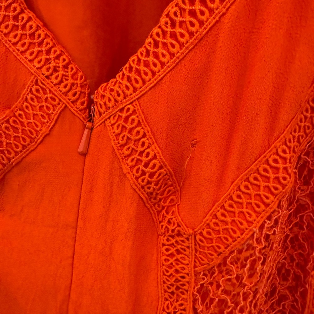 Free People sweet talkin red orange lace Jumpsuit size small - Picture 5 of 8